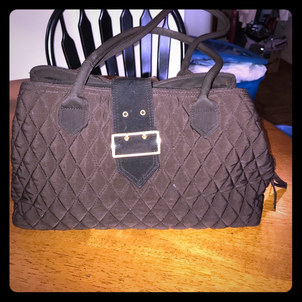 Vera Bradley Espresso Microfiber Quilted Purse